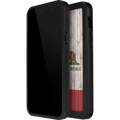 California Flag Dark Wood iPhone 12 Pro Waterproof Case