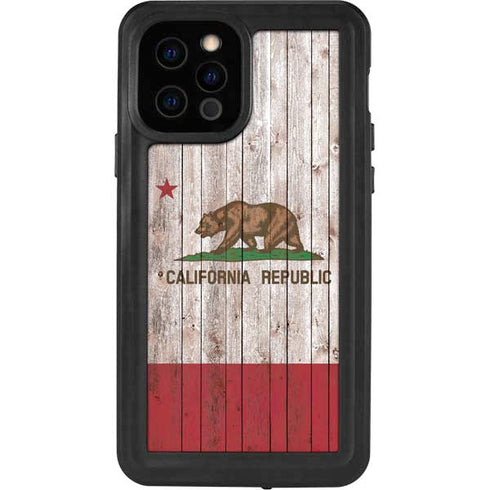 California Flag Dark Wood iPhone 12 Pro Waterproof Case