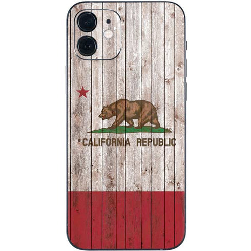 California Flag Dark Wood iPhone 12 Skin