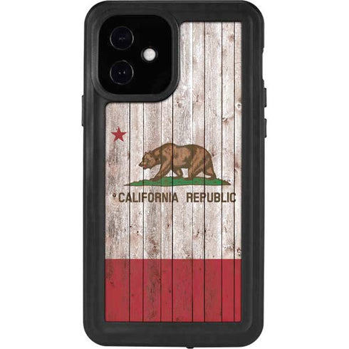 California Flag Dark Wood iPhone 12 Waterproof Case