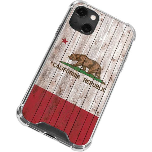 California Flag Dark Wood iPhone 13 Mini Clear Case