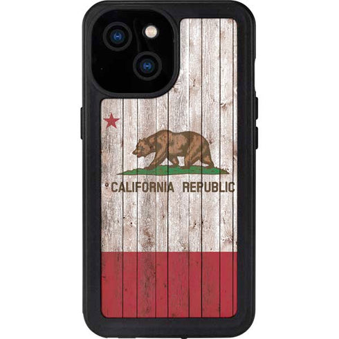 California Flag Dark Wood iPhone 13 Mini Waterproof Case