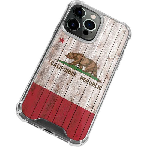 California Flag Dark Wood iPhone 13 Pro Clear Case
