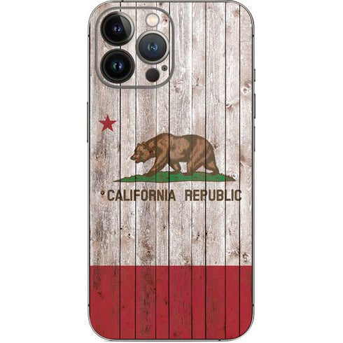 California Flag Dark Wood iPhone 13 Pro Max Skin