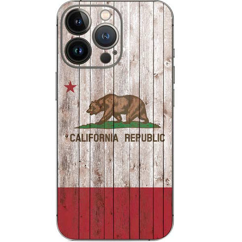 California Flag Dark Wood iPhone 13 Pro Skin