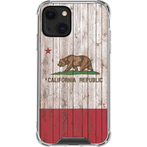 California Flag Dark Wood iPhone 14 Clear Case