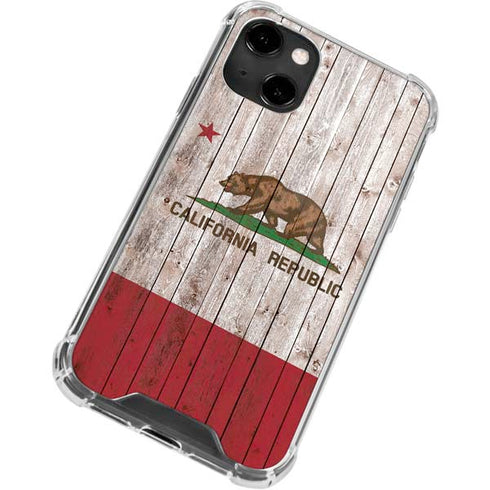 California Flag Dark Wood iPhone 14 Clear Case