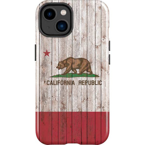 California Flag Dark Wood iPhone 14 Plus Impact Case