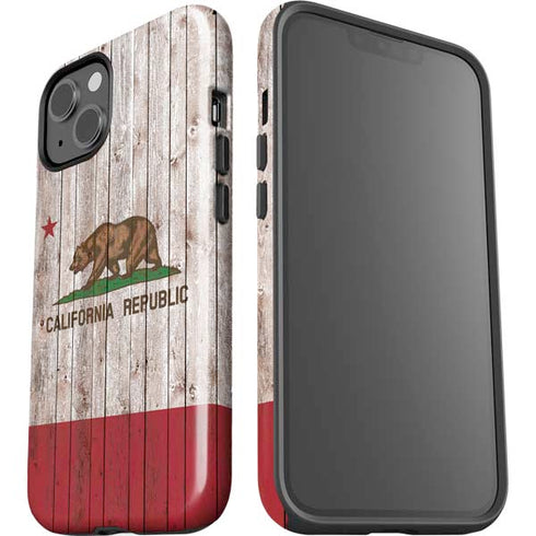 California Flag Dark Wood iPhone 15 Plus Impact Case