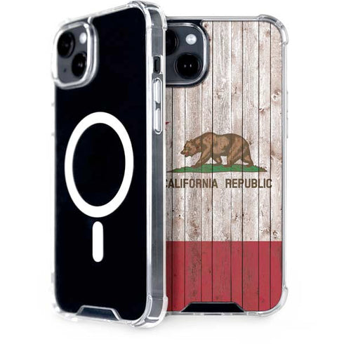 California Flag Dark Wood iPhone 14 MagSafe Case