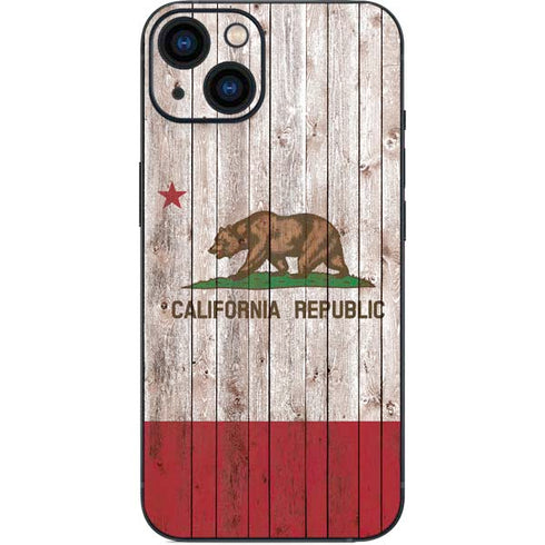 California Flag Dark Wood iPhone 14 Plus Skin