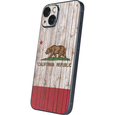 California Flag Dark Wood iPhone 14 Plus Skin