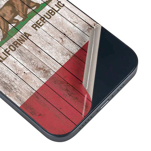 California Flag Dark Wood iPhone 14 Plus Skin
