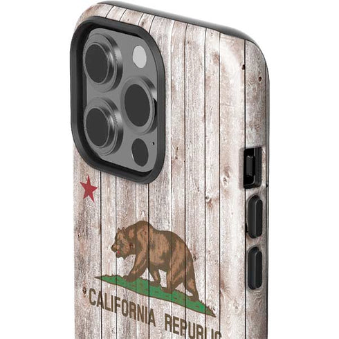 California Flag Dark Wood iPhone 15 Pro Impact Case
