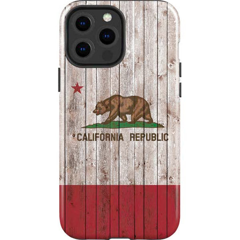 California Flag Dark Wood iPhone 14 Pro Max Impact Case