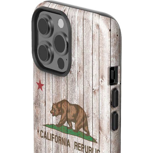 California Flag Dark Wood iPhone 15 Pro Max Impact Case