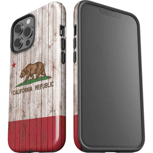 California Flag Dark Wood iPhone 15 Pro Max Impact Case