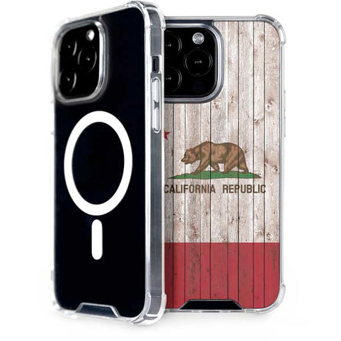 California Flag Dark Wood iPhone 15 Pro Max MagSafe Case