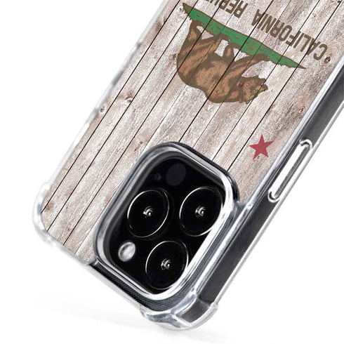California Flag Dark Wood iPhone 14 Pro Max MagSafe Case