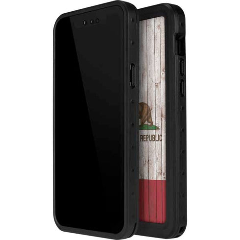 California Flag Dark Wood iPhone 14 Pro Max Waterproof Case