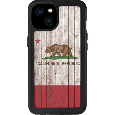 California Flag Dark Wood iPhone 15 Plus Waterproof Case