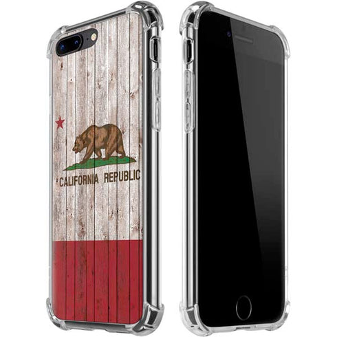 California Flag Dark Wood iPhone 7/8 Plus Clear Case