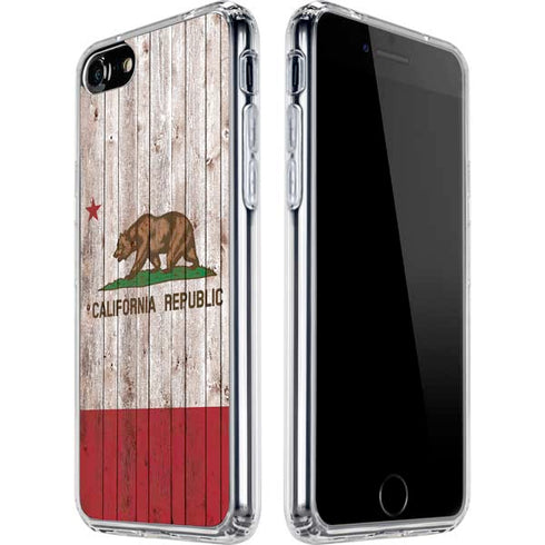 California Flag Dark Wood iPhone SE (2nd & 3rd Gen) Clear Case