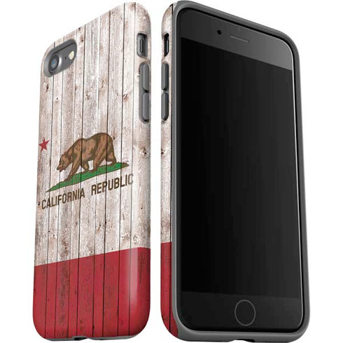 California Flag Dark Wood iPhone SE (2nd & 3rd Gen) Pro Case
