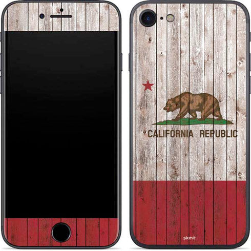 California Flag Dark Wood iPhone SE (2nd & 3rd Gen) Skin