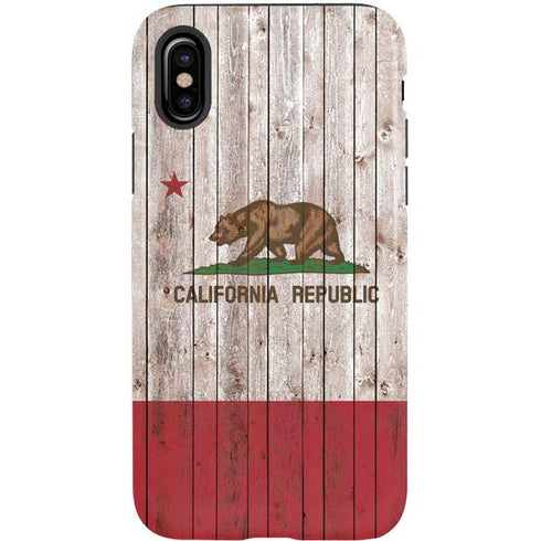 California Flag Dark Wood iPhone X Pro Case