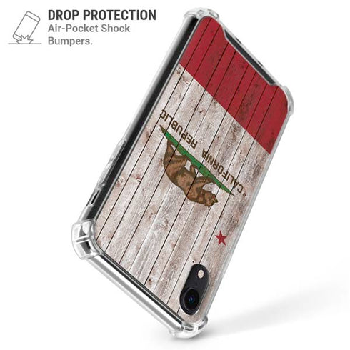 California Flag Dark Wood iPhone XR Clear Case