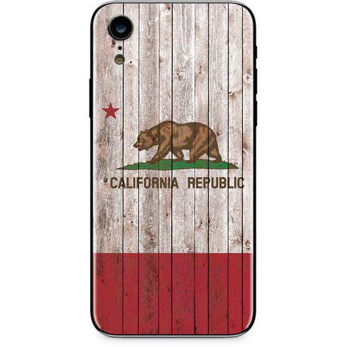 California Flag Dark Wood iPhone XR Skin