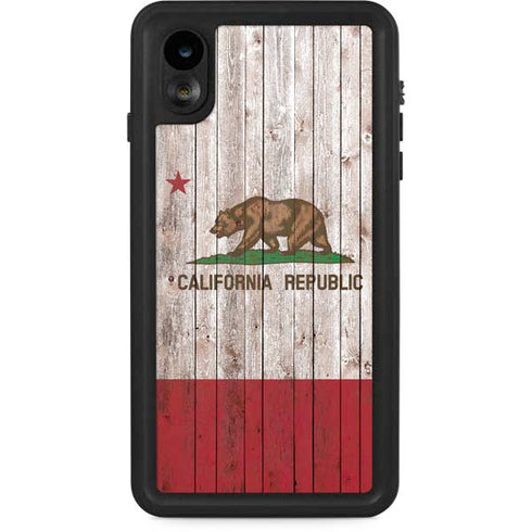 California Flag Dark Wood iPhone XR Waterproof Case