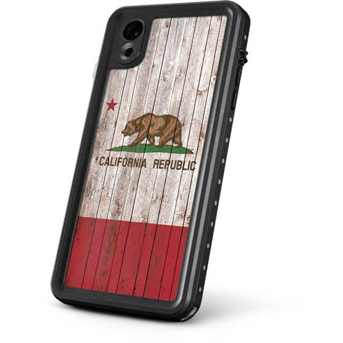 California Flag Dark Wood iPhone XR Waterproof Case
