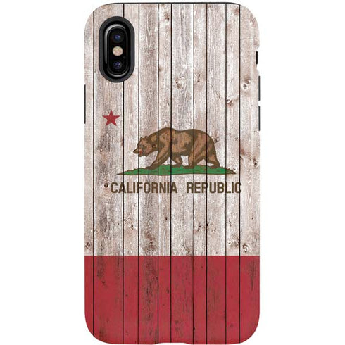 California Flag Dark Wood iPhone XS Pro Case