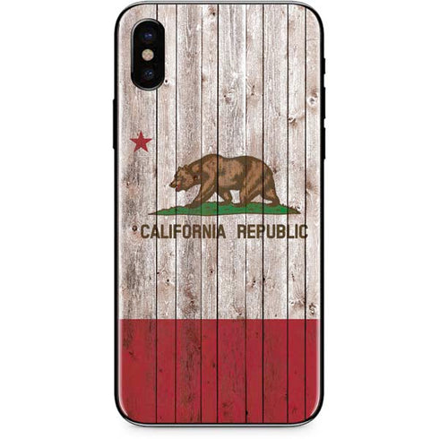 California Flag Dark Wood iPhone XS Skin