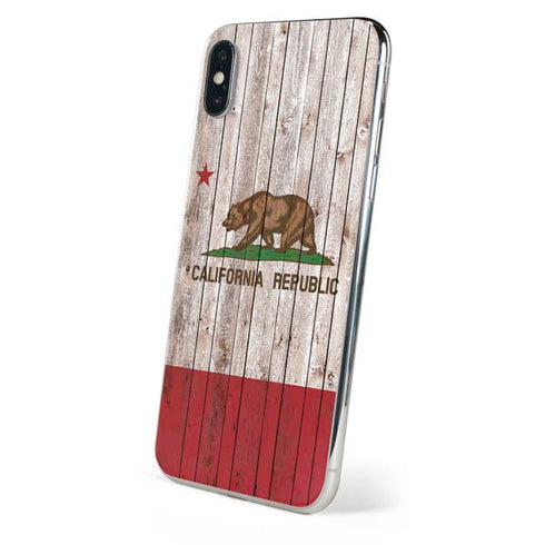 California Flag Dark Wood iPhone XS Skin