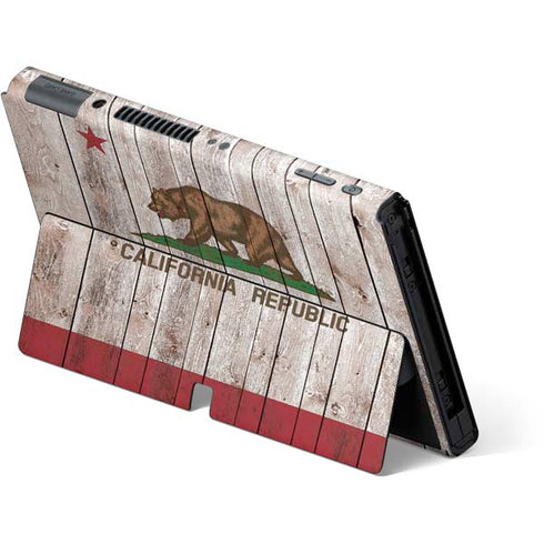 California Flag Dark Wood Nintendo Switch OLED (2021) Skin