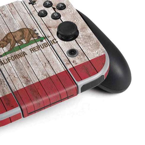 California Flag Dark Wood Nintendo Switch OLED (2021) Skin