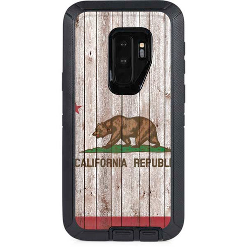 California Flag Dark Wood Otterbox Defender Galaxy Skin