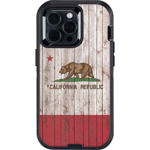 California Flag Dark Wood Otterbox Defender iPhone Skin