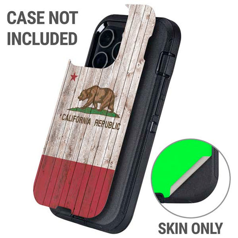 California Flag Dark Wood Otterbox Defender iPhone Skin