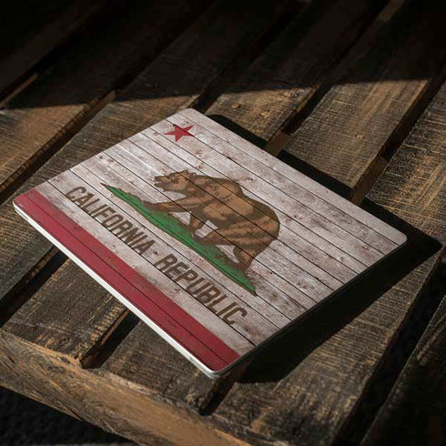 California Flag Dark Wood Surface Laptop 2 Skin
