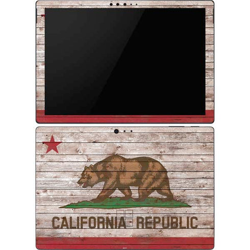California Flag Dark Wood Surface Pro 6 Skin