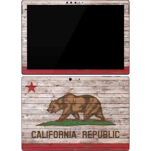 California Flag Dark Wood Surface Pro 7 Skin
