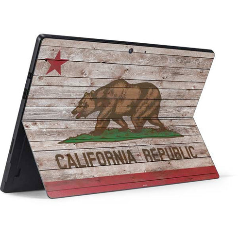 California Flag Dark Wood Surface Pro 7 Skin