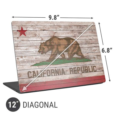California Flag Dark Wood Universal Laptop 12in (9.8 x 6.8in) Skin
