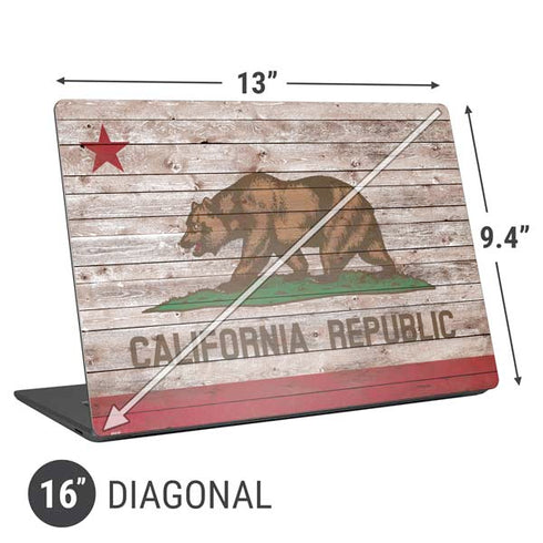 California Flag Dark Wood Universal Laptop 16in (13 x 9.4in) Skin