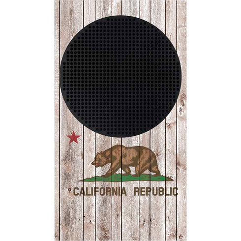 California Flag Dark Wood Xbox Series S Console Skin