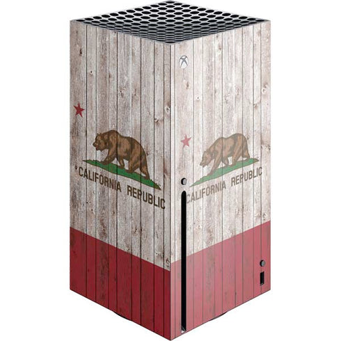 California Flag Dark Wood Xbox Series X Console Skin